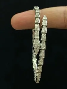 Authentic 2.60Ct Round Lab Created Diamond Serpent Women's Bangle 14K White Gold Plated