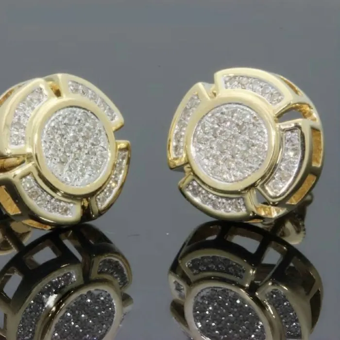 Authentic Earrings Of Sacred Geometry Cubic Zirconia Studs In Golden Light