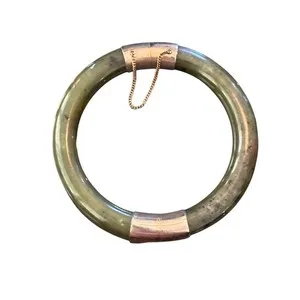 Authentic Celestial Guardian Jade Bangle - Ancient Wisdom Gold-Plated Prosperity Talisman