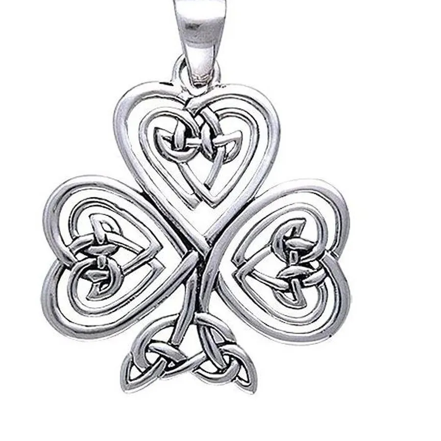 Authentic The Verdant Crest Shamrock Pendant in White Gold Radiance