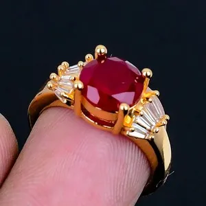 Authentic Heart Of The Sun A Mozambique Garnet Ring Wrought In 18K Gold Light
