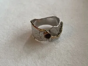 Authentic Garnet Soulfire Ring- 925 Silver With 18K Gold Plating, Size 9