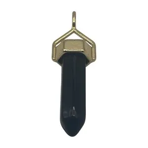 Authentic Sacred Hexagon Onyx Chakra Pendant- Artisan Gold- Plated Crystal Healing Amulet