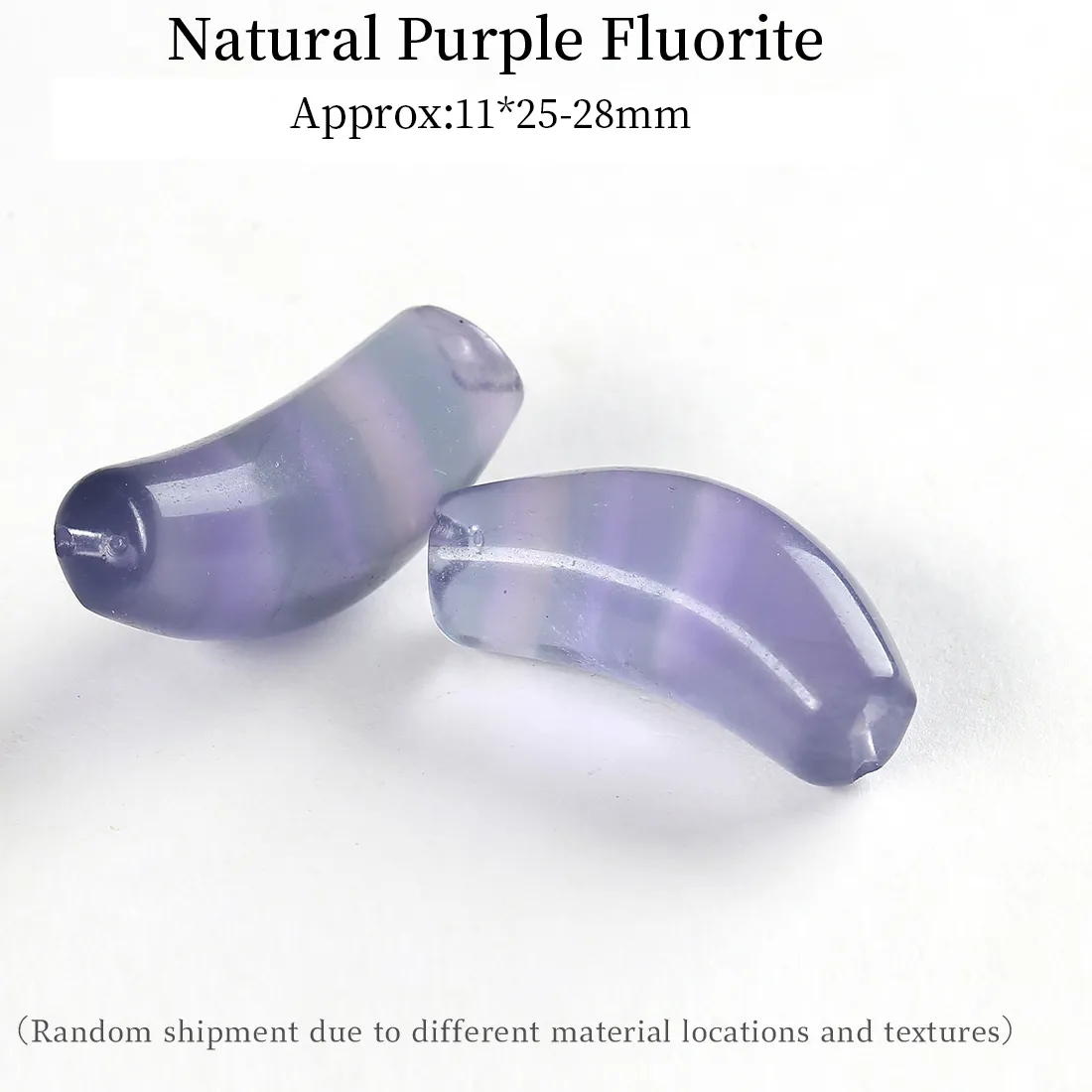 Authentic Natural Purple Fluorite Curved Tube Beads Bull Nose Hole Healing Crystal Spacers For Diy Necklace Bracelet Earring Handmade