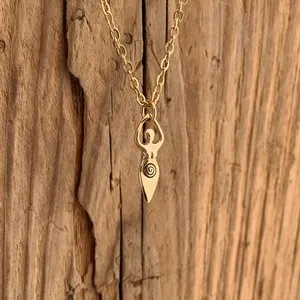 Authentic Fertility Goddess Pendant Necklace Gold Plated Motherhood Pagan Boxed