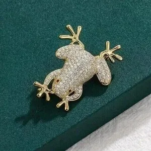 Authentic The Gilded Amphibian: 2.3 Carat Moissanite Frog Talisman in 14K Yellow Gold