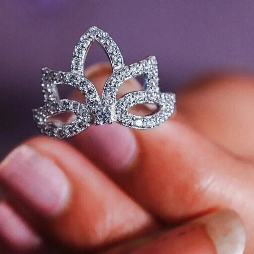 Authentic Lotus Of The Ascending Soul A Moissanite Bloom In 14K White Gold Plating