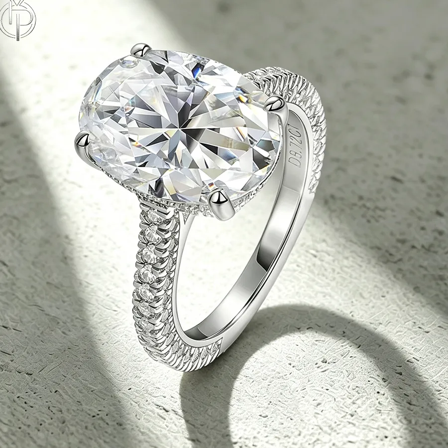 Authentic Horripal 8Ct D Vvs1 Oval- Cut Full Moissanite Rings 925 Sterling Silver Custom Ring Gra Fine Jewelry