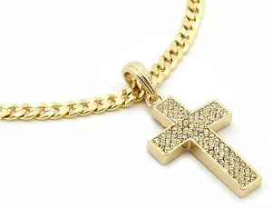 Authentic Sacred Light Cubic Zirconia Cross Pendant & Cuban Chain