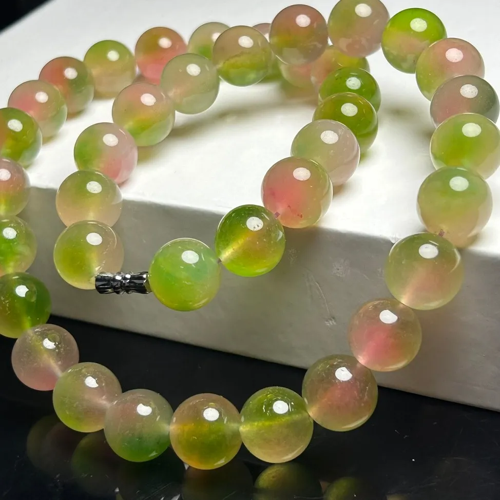 Authentic 12Mm Round Certified Natural Ice Multicolor Burmese Beads Jade Jadeite Necklaces