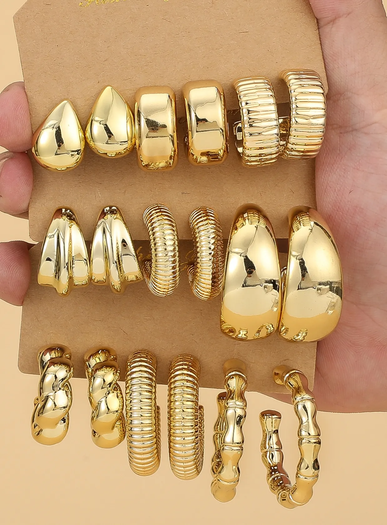 Authentic 3 9 Pairs Fashionable Plastic Material Threaded C- Shaped Earrings, Perfect Jewelry For Friends