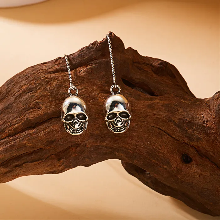 Authentic Whispers Of The Bone Oracle Skeleton Thread Earrings Of Halloween Mystique
