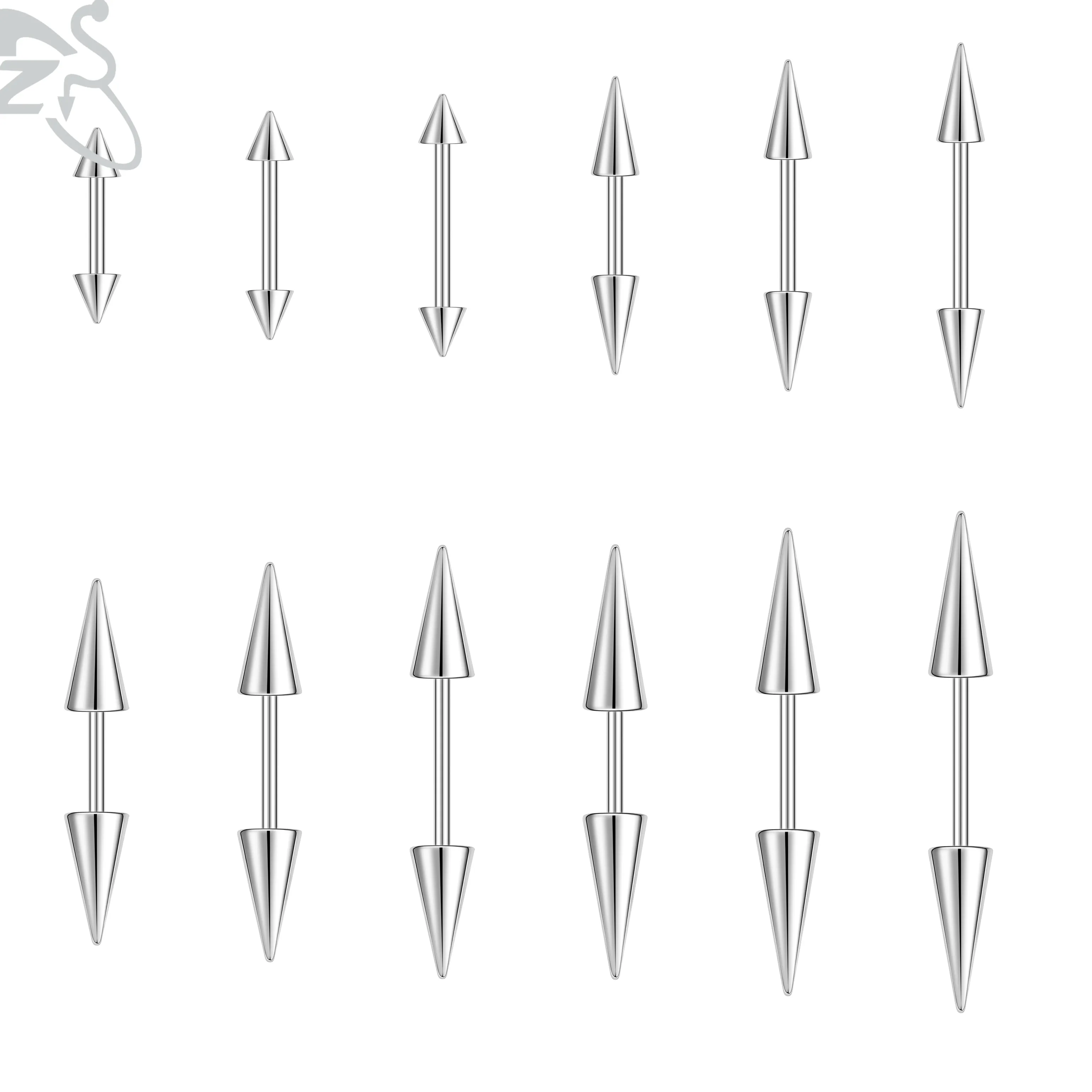 Authentic Zs 1Pc Spike Stud Earring Silver Color Earrings Internal Thread Ear Tragus Helix Tragus Piercing 18G 20G Jewelry