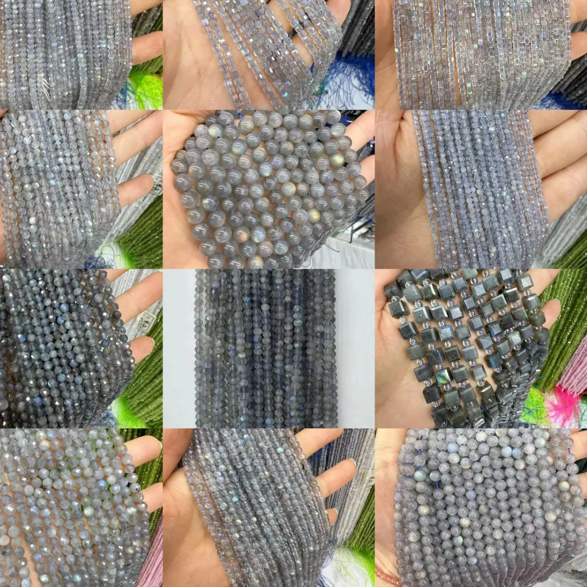 Authentic Natural Labradorite Facted Round Rondelle Cube Shape Loose Beads Diy Bracelet Necklace 38Cm Elegant Accessories