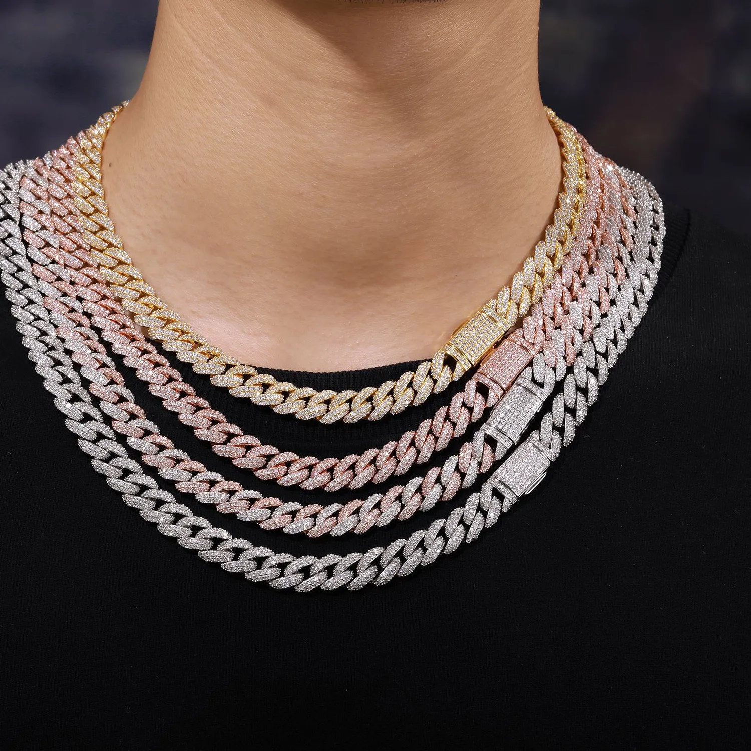 Authentic Stackable Necklace For Solo Wear, 10Mm 2- Row Bubble Design, Pt950 Platinum Style Matched With Artificial Diamonds