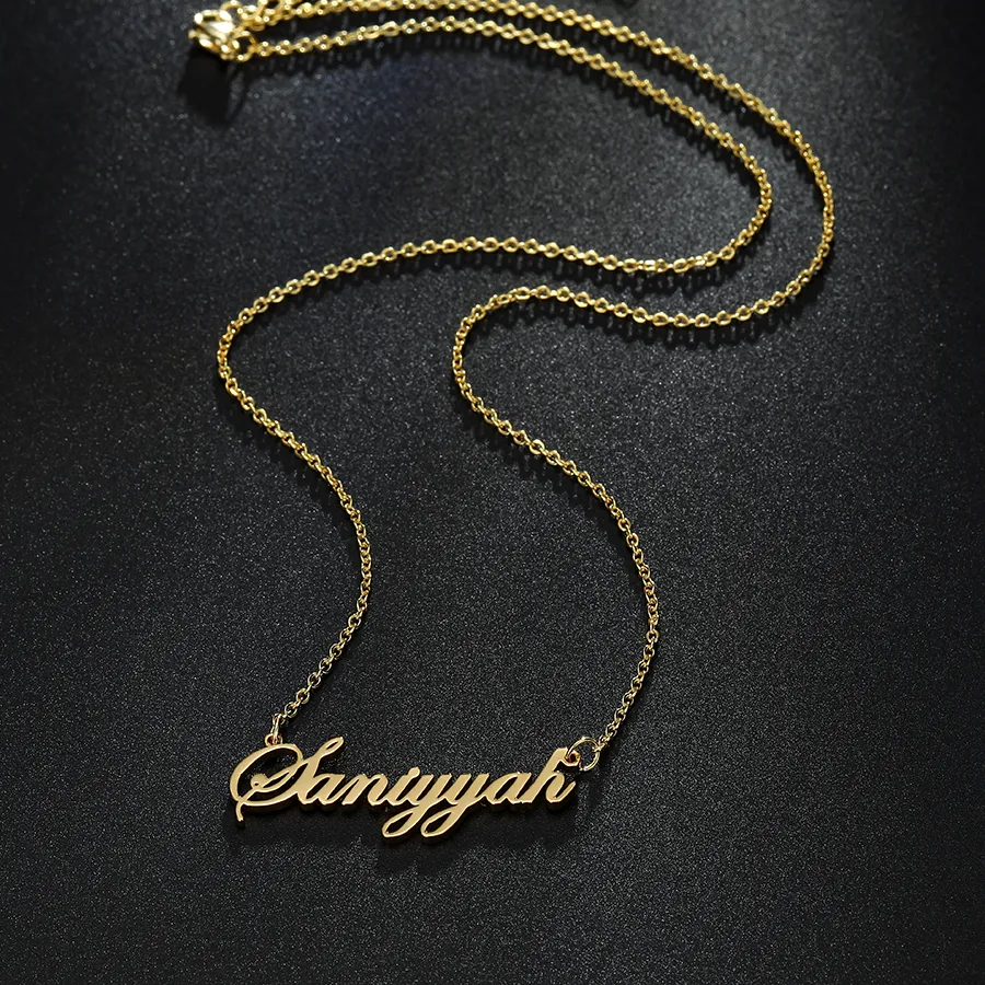 Authentic Doremi Personalized Name Necklace Font Customized Initial Letter Nameplate Necklace Custom Jewelry