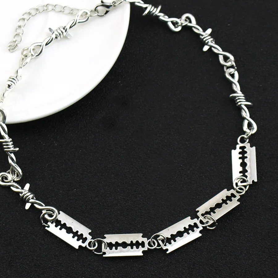 Authentic Blade Razor Necklaces Gothic Punk Jewelry Sliver Color Pendant Necklace Hiphop Unique Festival