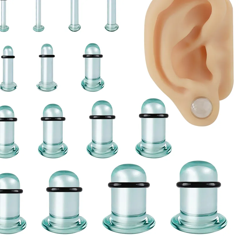 Authentic 1Pair Glass Ear Tunnels And Plugs Ear Stretchers Expander Earlets Piercing Earrings Body Jewelry 1.6- 16Mm