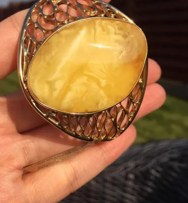 Authentic Authentic Luxury Baltic Yellow Amber Sterling Silver 14K Gold Plated Bracelet
