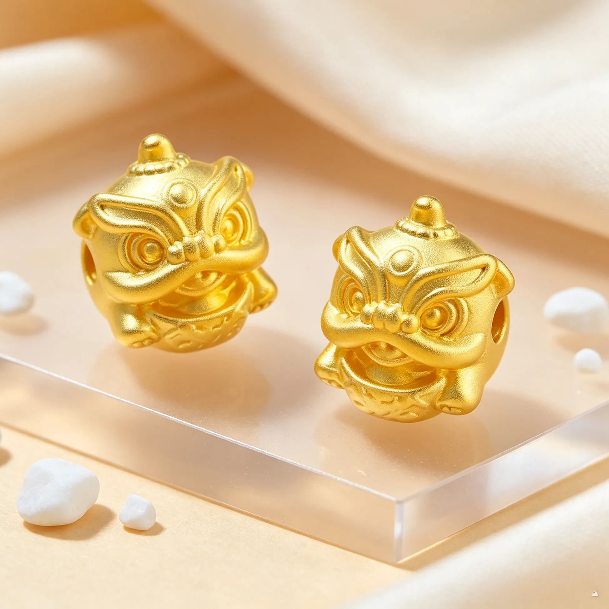 Authentic Charms 24K Pure Gold Lion Charms Gold Beads Giving For Friends