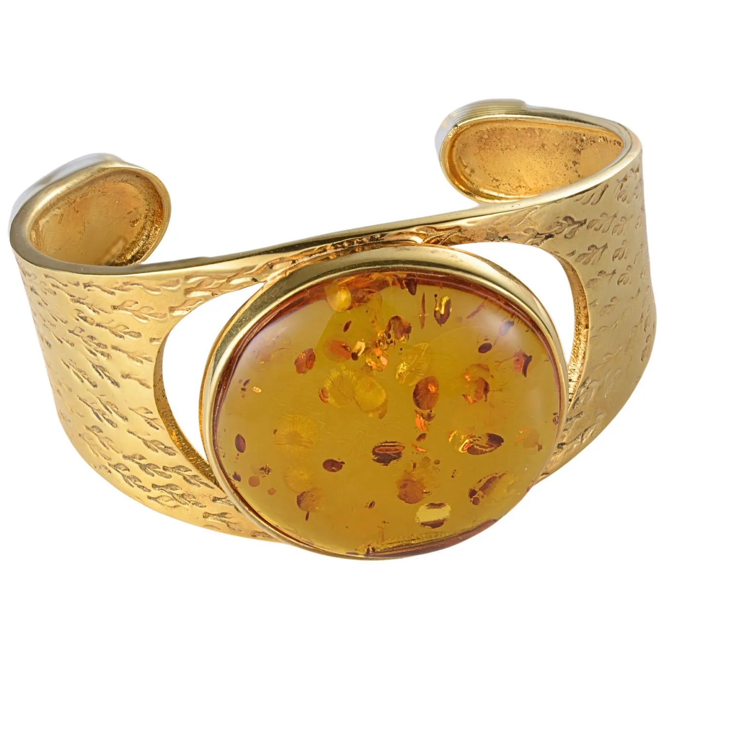Authentic The Solar Honeyed Radiance Cuff: Baltic Amber & Gold-Plated Silver