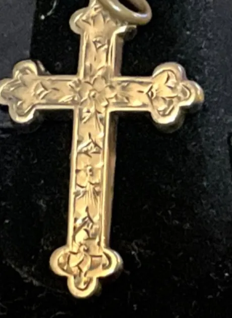Authentic GOLD PLATED CROSS Pendant  1.25 inches x .75 inches