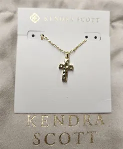 Authentic Kendra Scott 14K Gold Plated Cross Pendant Necklace 19"