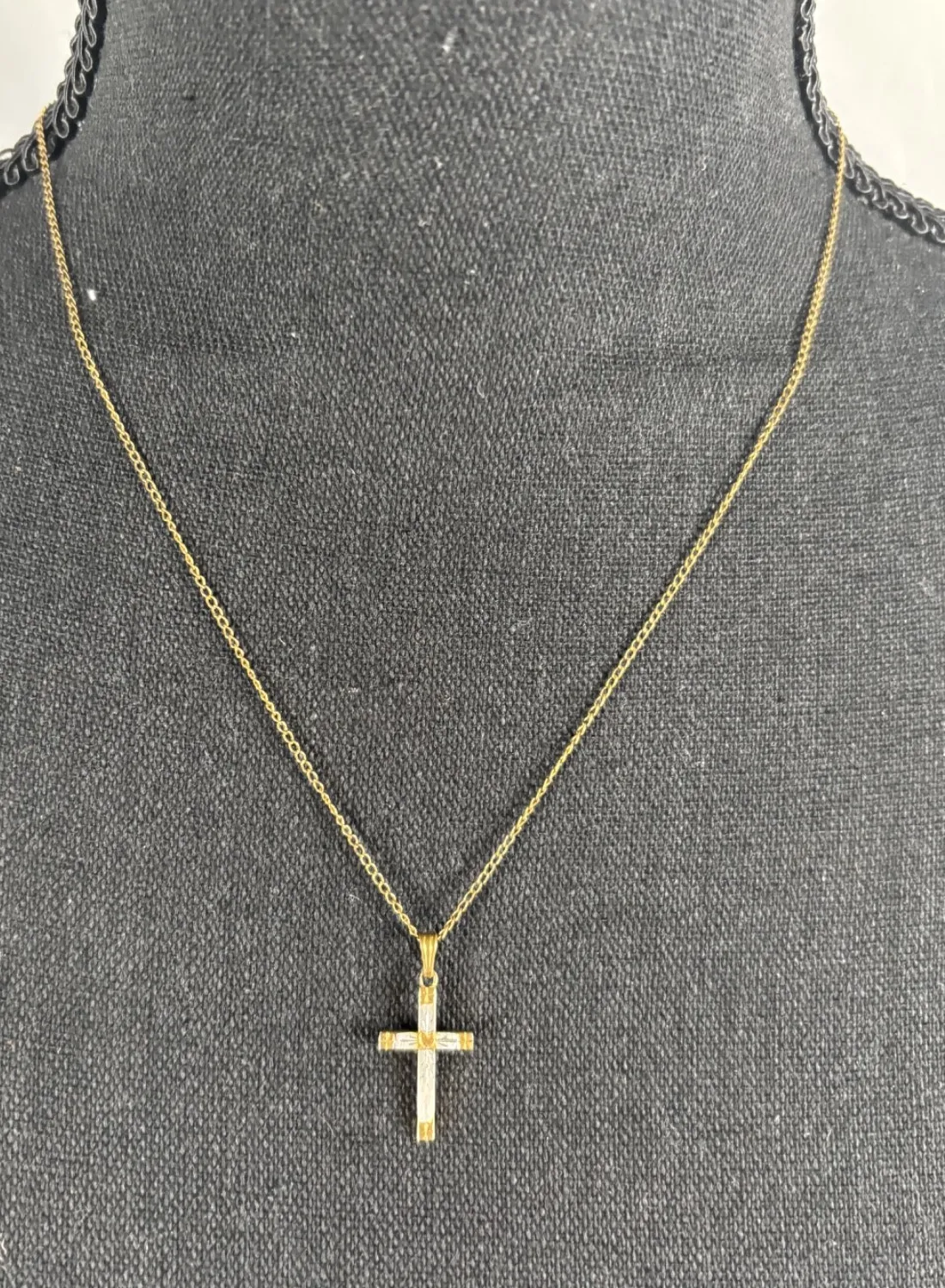 Authentic Gold Plated Necklace with 12k  Gold Filled Cross Pendant 