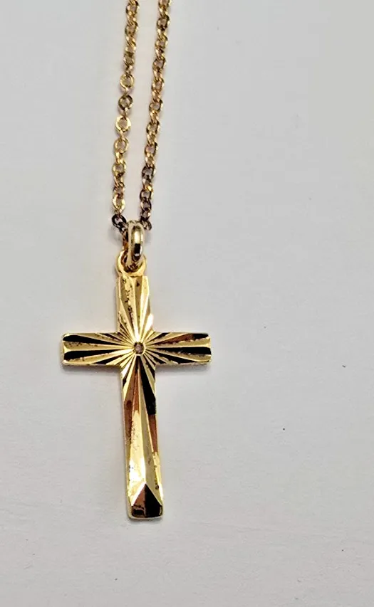 Authentic Shield of Divine Light: Radiant Gold Plated Cross Pendant