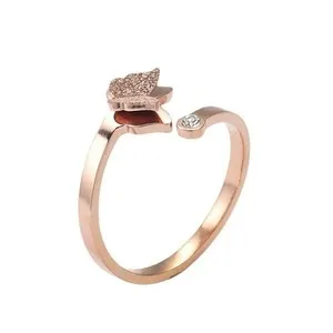 Authentic Rose Gold Plated Butterfly Zircon Gemstone Ring Adjustable Size