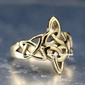 Authentic MENDEL Womens Gold Plated Irish Celtic Triquetra Trinity Knot Ring Size 6 7 8-11