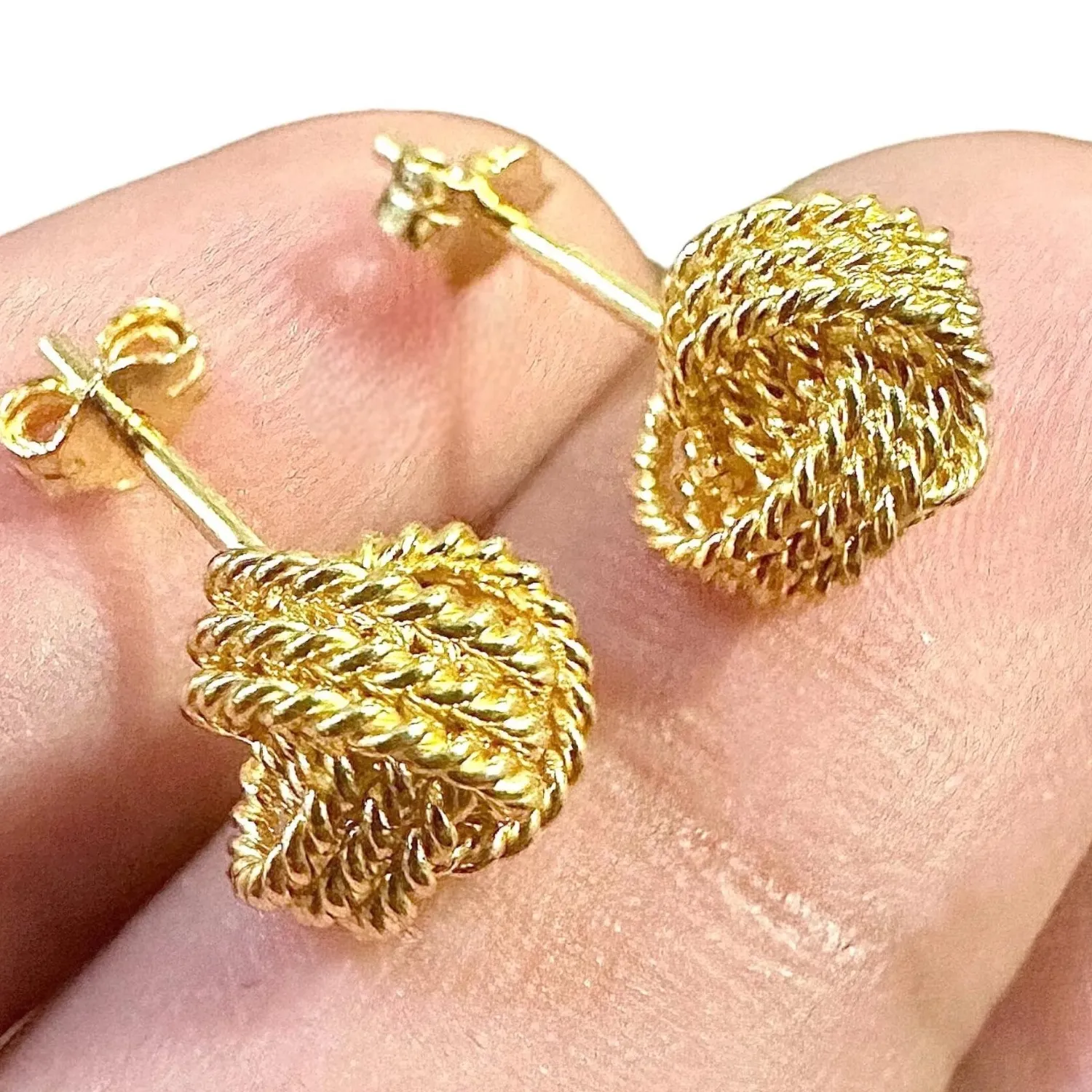 Authentic Radiant Infinity Knot Golden Studs