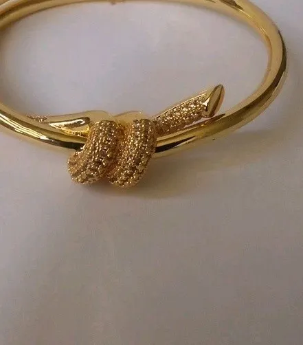 Authentic Knot Double Row Yellow Gold Plated Bracelet 7 1/2"