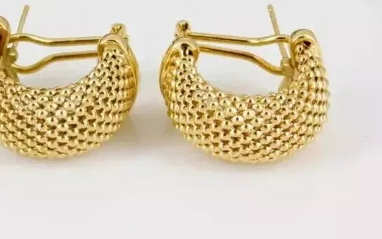 Authentic Vintage Estate Italian Women Knot Stud Earrings 14K Yellow Gold Plated