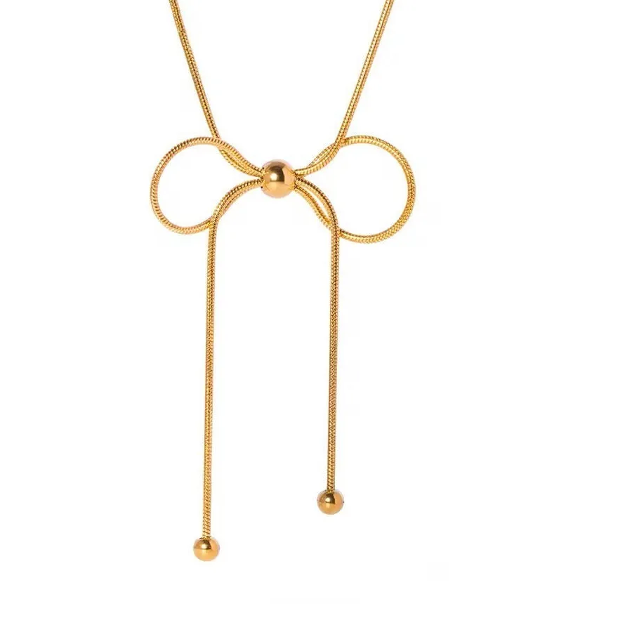 Authentic Sparkle Blooms 18K Gold Plated Bow Knot Necklace