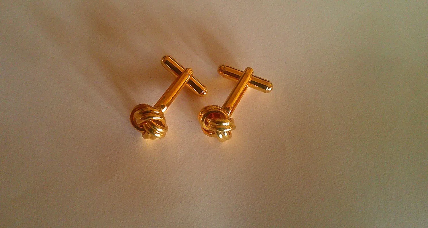 Authentic Twisted Knot Gold Plated Cuff Links