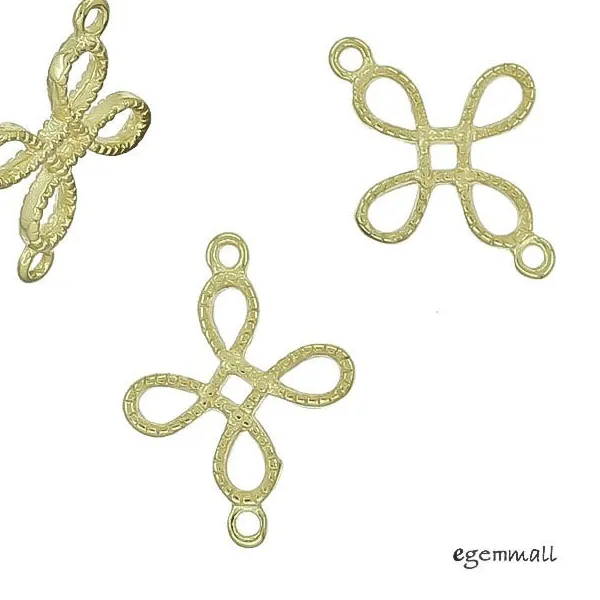 Authentic 4x 14k Gold Plated Sterling Silver Rope Knot Link Connector Beads #97931