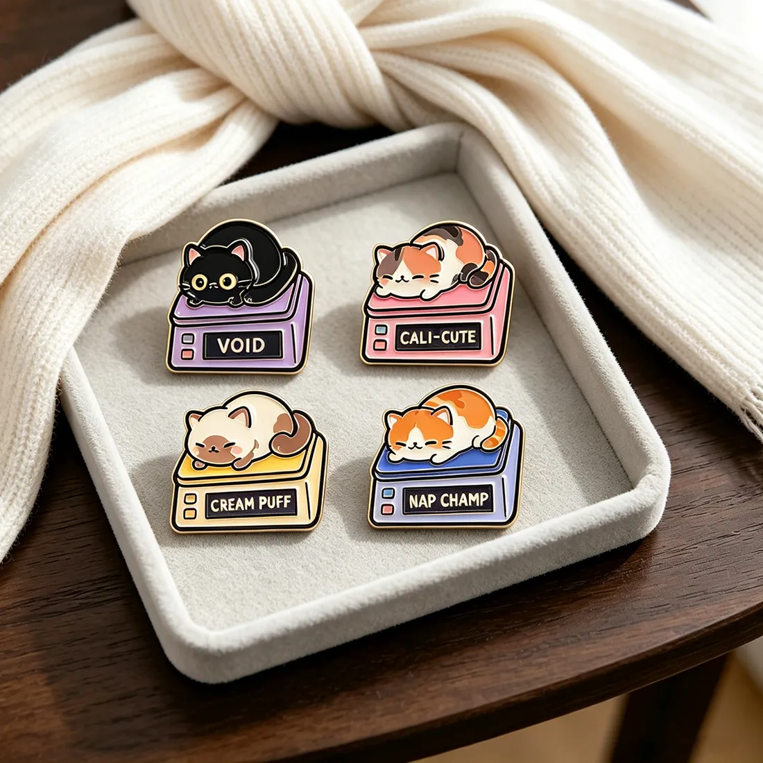 Authentic Cash Register Napping Cat Enamel Pins Funny Slogan Kitten Brooch Lapel Pin Badge On Clothing Accessories Jewelry