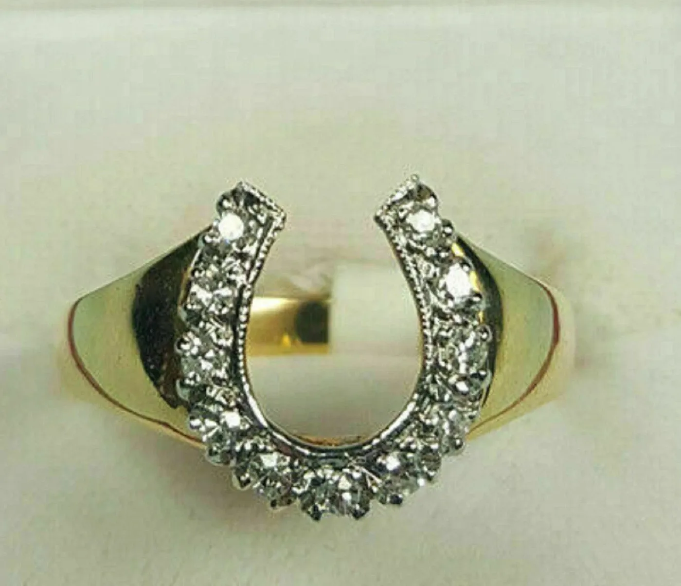 Authentic The Golden Hearth of Fortune: 2Ct Lab-Created Diamond Horseshoe Ring