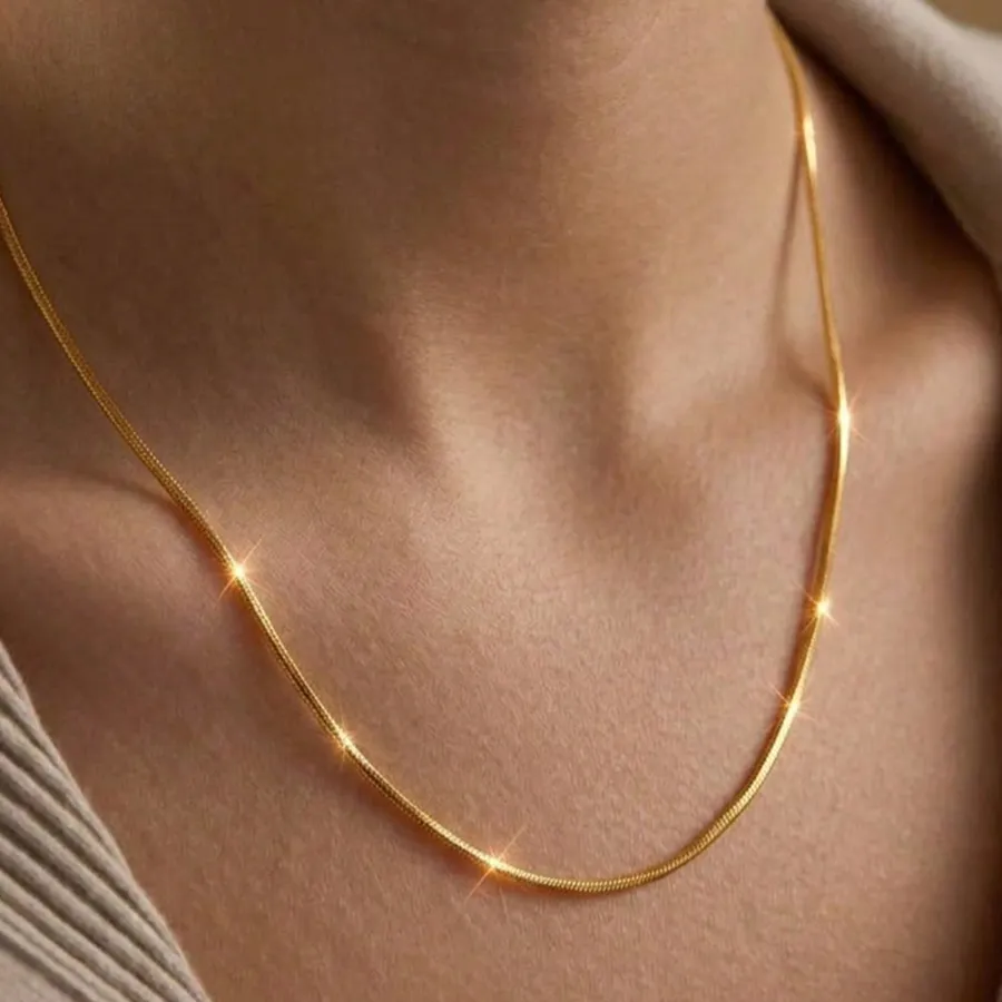 Authentic 925 Sterling Silver 18K Gold 1Mm Snake Chain Necklace, 16 30 Inches, Christmas Jewelry