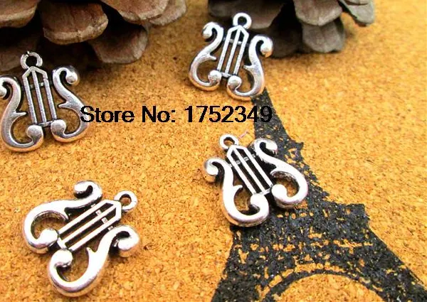 Authentic 20Pcs- - Harp Charms Antique Tibetan Silver Harp Charms Pendants, Diy Supplies 18X18Mm