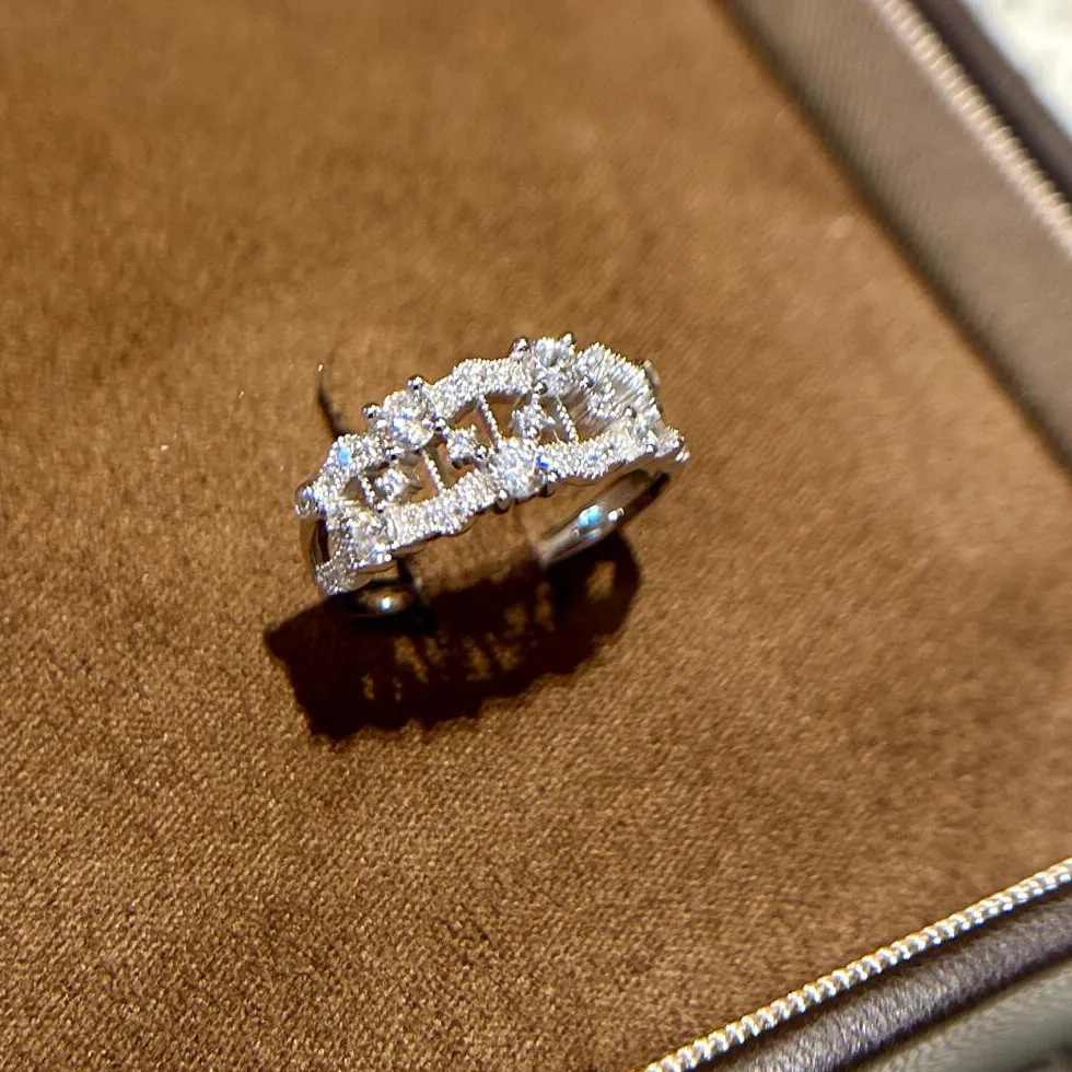 Authentic In Sparkling Lace Harp Diamond Rings Exquisite Elegant Light Ring Jewelry
