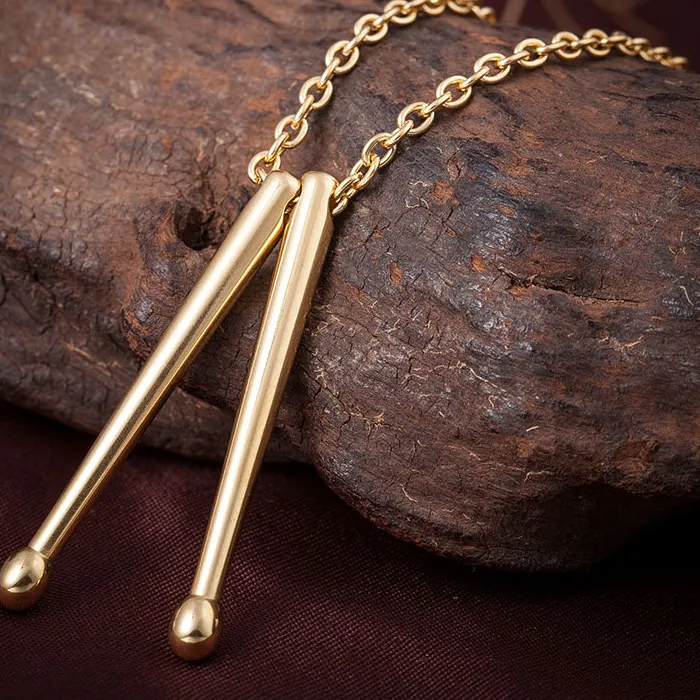 Authentic Necklace Rockers Jazz Band Drum Necklace Pendant Drummers Snare Drums Stick Pendant Chain Jewelry