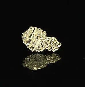 Authentic Nugget Design Studs Push Back Earrings 14k Gold Plated Hip Hop Jewelry