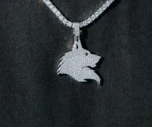 Authentic 2Ct Round Cut Wolf Men's Only Pendant 14K White Gold Plated Lab Created Diamond