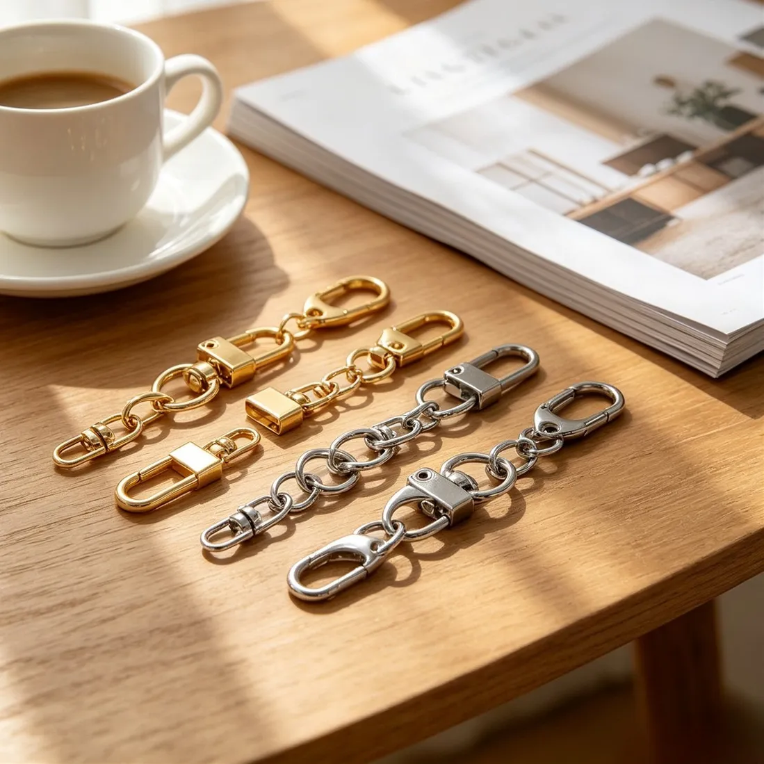 Authentic 14K Real Gold Plated 8 Shape Keychain Hardware Diy Bag Charms Jump Ring Connector Accessories