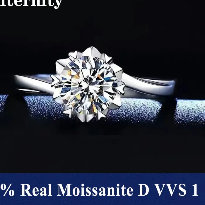 Authentic Brilliant Jewelry 100 Real Gra Moissanite Rings D Color 925 Sterling Silver Eternity Diamond Bridal Ring