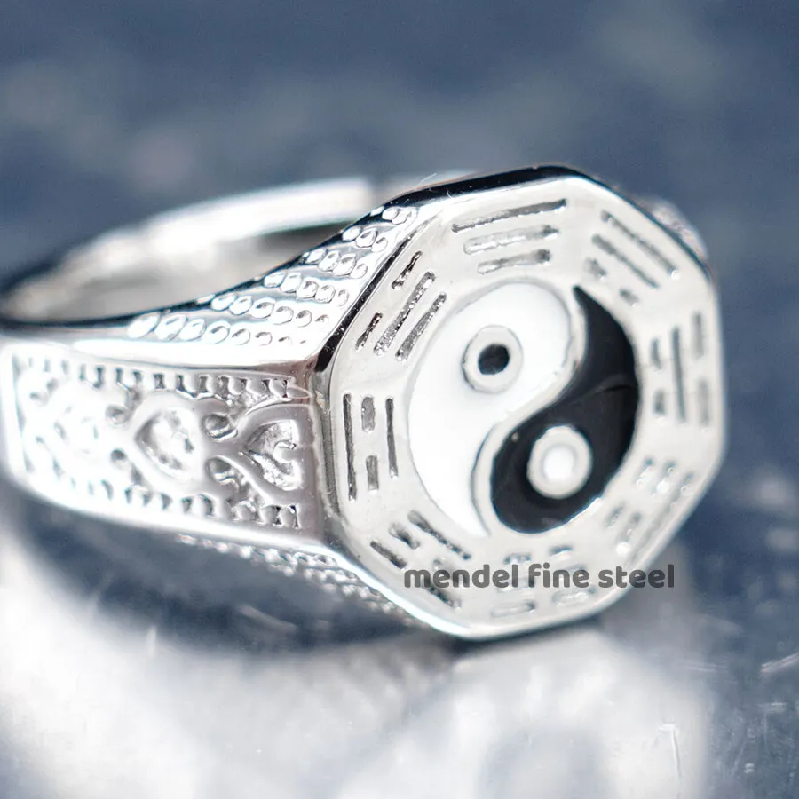 Authentic MENDEL Mens Gold Plated Yin Ying Yang Protection Ring Size 7-15