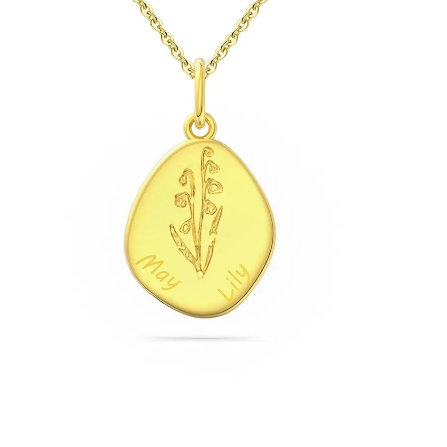 Authentic 14K Gold Plated Unique Birth Flower January-December Pendant Necklace