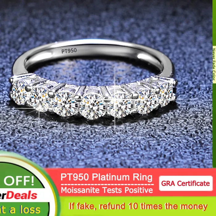 Authentic Yhamni Gra 0.7Ct All Moissanite Ring 100 Pt950 Platinum Rings 5 Stones Sparkling Diamond Band Fine Jewelry